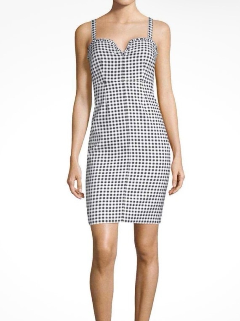 Likely Black & White Gingham Mini Dress Ruffle Trim size 6